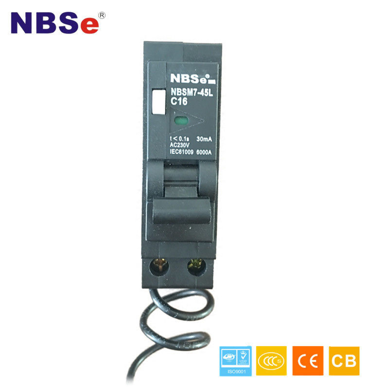 NBSM7-45L C16 Residual Current Circuit Device , Residual Current Switch MEM RCBO